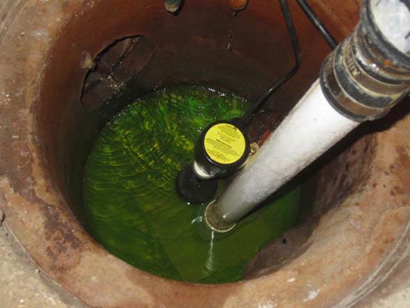 Septic dyes flushed in toilets showing up in the sump pit!